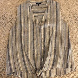 Drew Striped Button Down Tie Front Blouse Sz S